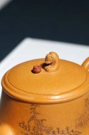 《禪悟》宜興紫砂壺工藝美術師手工黃金段竹茶壺茶具