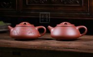 《景舟石瓢》宜興助理工藝美術(shù)師手工紫砂壺紅皮龍料茶壺石瓢茶具