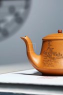 《禪悟》宜興紫砂壺工藝美術師手工黃金段竹茶壺茶具