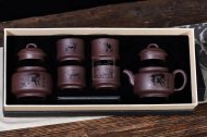 《牛轉(zhuǎn)乾坤套組》宜興純手工紫砂壺全手工花器紫泥泡茶壺