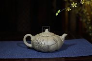 《南瓜》宜興紫砂壺名家助理工藝美術師純手工青灰段中壺茶具功夫泡茶壺家用南瓜套裝