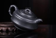 《雙線竹鼓》宜興紫砂壺工藝美術師手工茶壺茶具石黃泥雙線竹鼓