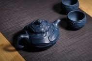 《風卷葵套具》宜興純工藝美術師全手工紫砂壺天青泥壺茶壺風卷葵茶具